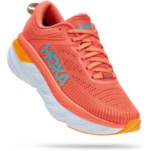 Hoka Orange and Pink Athletic Shoes Lightweight Mesh Design